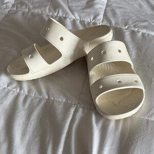 CROCS White Sole Slides Size 10